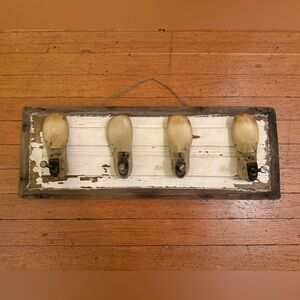 Hanging Coat Rack with Vintage Shoehorns